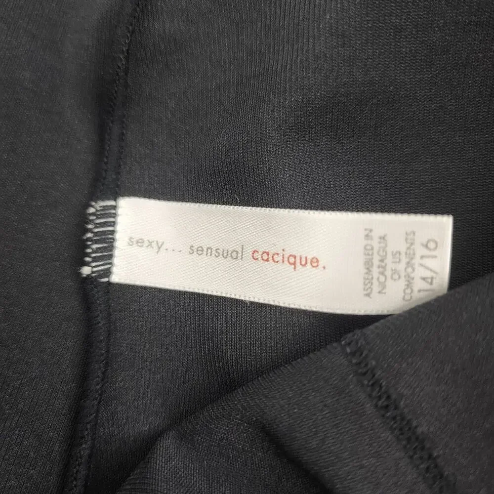 Cacique Sexy Sensual Black Mid Thigh High Rise Body Shapewear Size 14/16 XL